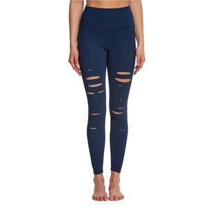 Alo Yoga Ripped Warrior Shredded Yoga Leggings in Blue